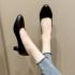 High heels women's singles 2024 autumn new work shoes mid heel basic size 41-43 thick heel pointed toe