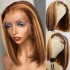 4x4lace closure bob wig p4/27 piano color real hair wig headband T part bob