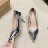 High heels, single shoes, women's 2024 autumn new item, pointed toe, one foot, big size 4243, high-end feeling, slim heel, heel temperament