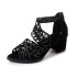 Foreign Trade Wish Spring/Summer Korean Edition Mid Heel Fish Mouth Hollow Sandals Women's Zipper Thick Heel Water Diamond Women's Shoes Large Size