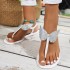 Cross border hot selling European and American foreign trade summer new flat bottomed PVC beach flip flops sandals anti slip crystal bow