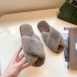 Foreign trade hairy cotton slippers for women 2022 autumn and winter new style women's flat bottomed open toe home cross plush slippers wholesale