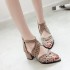 Foreign Trade Wish Spring/Summer Korean Edition Mid Heel Fish Mouth Hollow Sandals Women's Zipper Thick Heel Water Diamond Women's Shoes Large Size