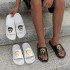 Cross border popular internet celebrity, trendy brand, internet celebrity, same style sandals for couples, summer women, outdoor and indoor, with a poop like feel