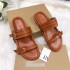 Ins Cross border New European and American Large Sponge Cake One Line Slippers Solid Color Decorative Buckle Thick Bottom Women's Sandals Shoes