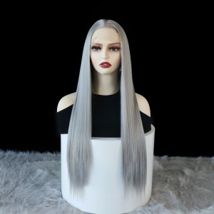 Wig European and American Fashion Women's Synthetic Hair Cover # 0906 Grey Long Hair Amazon Hot Selling Manufacturer Wholesale