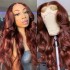 Reddish Brown real hair wig, brown red headband, body wave wigs, human hair