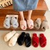 Foreign trade hairy cotton slippers for women 2022 autumn and winter new style women's flat bottomed open toe home cross plush slippers wholesale