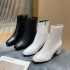 High heeled boots for children, 2023 autumn new style, side zipper, thick heel, square toe, women boots, middle tube, simple and fashionable