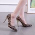 High heels, single shoes, women's 2024 autumn new item, pointed leopard print, high-end sense, large size, thin heel, temperament, shallow mouth, daily wear