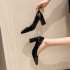 High heels, thick heels, feminine temperament, 2024 autumn new item, patent leather pointed high-end feel, plus size heels414243