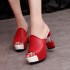 2024 New Fish Mouth High Heel Large Cool Slippers for Women Summer Coarse Heel Thick Bottom Sandals for Women Casual Shoes Wholesale to 42