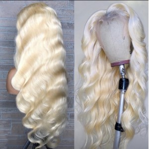 Factory direct chemical fiber high-temperature silk front lace wig 613 color wavy roll long roll hair split head cover 13 * 6