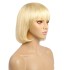 613bob Human hair bangs wig blonde hair