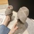 Large size cross hair slippers for women in autumn and winter, new flat bottomed home and indoor floor slippers, air conditioning slippers, straight slippers