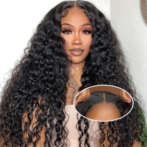 Cross border source 4 * 4 deep glue wig human hair non adhesive head cover human hair wig