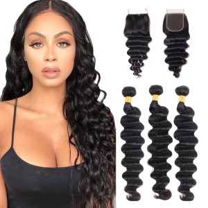 Loose deep bundles, natural color, human hair wig, hair curtain, Brazilian human hair