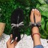 Cross border summer foreign trade, European and American bow, plus size flip flops, rhinestones, women's shoes, jelly beach sandals, for outdoor wear