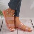 Candy colored transparent square headed straight sandals for women in summer 2024, open toed flat sandals for foreign trade, women's outdoor wear