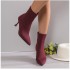 Foreign trade plus size 2024 autumn new item European and American cross-border high heels solid color pointed elastic fabric plus size fashion boots 43