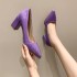 High heels, thick heels, feminine temperament, 2024 autumn new item, patent leather pointed high-end feel, plus size heels414243