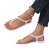 Grape Mom Summer New Vacation Style Thin Belt Pinch Toe Metal Buckle Flat Sandals Women's One Belt Non slip Sandals