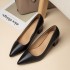 High heels, single shoes, women's thick heels, 2024 spring new item, pointed shallow mouth, one foot kick, Korean version, simple black professional shoes