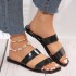 Candy colored transparent square headed straight sandals for women in summer 2024, open toed flat sandals for foreign trade, women's outdoor wear