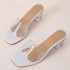 High heeled slippers for women in the summer of 2023, featuring crystal and PVC rhinestone hot stamping for fashionable one-piece slippers