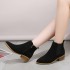 Wholesale of new large-sized pointed short boots with suede and simple British style women's boots for autumn and winter, flat bottomed side zipper bare boots for foreign trade