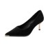 High heels, slim heels, feminine temperament, pointed shallow mouth, 2025 spring new item, black suede, high-end feel, plus size work shoes