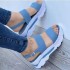 2023 Summer New Large Foreign Trade Women's Shoes Wide Side Strap Sweet Wind Thick Bottom Slope Heel Sandals for Women