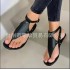 Wish Amazon's new foreign trade plus size sandals for women in Europe and America, flat toed herringbone flat sandals are available year-round