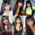 None lace human hair bangs wig straight hair set