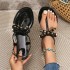 New hot selling herringbone sandals for women, flat bottomed outdoor sandals, butterfly bows, rivets, jelly beach sandals, toe shoes for women