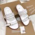 Ins Cross border New European and American Large Sponge Cake One Line Slippers Solid Color Decorative Buckle Thick Bottom Women's Sandals Shoes