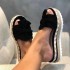 Amazon Europe and America Large Summer New Style Slope Heel Bow Cool Slippers Thick Bottom Hemp Rope Woven Beach Women's Shoes