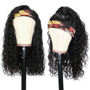 Machine made wigs headband wig human hair water wave wigs