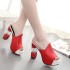 2024 New Fish Mouth High Heel Large Cool Slippers for Women Summer Coarse Heel Thick Bottom Sandals for Women Casual Shoes Wholesale to 42