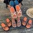 Cross border summer new round toe thick soled H-shaped slippers for fashionable outerwear, one foot pedal splicing color women's beach sandals