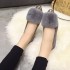 Single shoe women 2023 spring suede plush pointed toe one foot lazy shoes metal toe female shoes