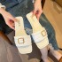 Cool slippers for women, 2024 summer new style, low heel, one line, fashionable women's slippers, belt buckle