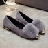 Single shoe women 2023 spring suede plush pointed toe one foot lazy shoes metal toe female shoes