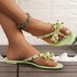 New foreign trade rivet shoes butterfly bow flip flops for summer outings on the beach, flat bottomed transparent jelly PVC crystal slippers