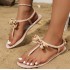 Xiaoxiangfeng flat toe flip flops for women, 2024 summer new sparkling diamond buckle casual versatile beach sandals