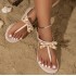 Xiaoxiangfeng flat toe flip flops for women, 2024 summer new sparkling diamond buckle casual versatile beach sandals