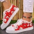 New Santa Claus print pattern canvas shoes for independent station export, cartoon snowman and elk casual oversized single shoes