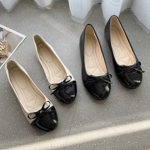 Single shoe women's round toe 2024 autumn new item, plus size bow tie, one foot lazy shoes, shallow mouth flat shoes