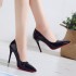 Red soled high heels, slim heels, women's high-end temperament, single shoes, 2024 autumn, black heels, plus size, pointed 4243