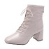 Korean style fashion boots, women's British style lace up short boots, thick heels, fashionable high heels, square toe casual short boots